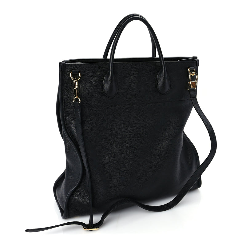  Gucci Pebbled Calfskin Large Logo Tote Black