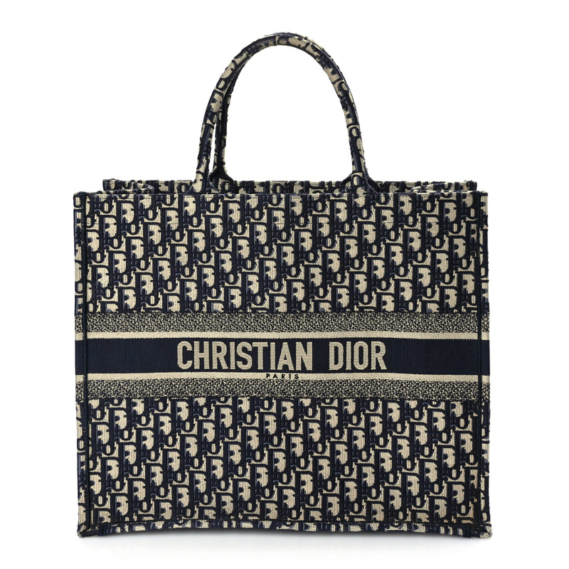  Christian Dior Oblique Large Book Tote Blue Multicolor