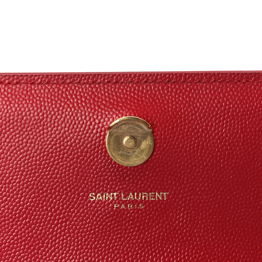 Saint Laurent Grain De Poudre Small Monogram Kate Satchel  Red Image 5