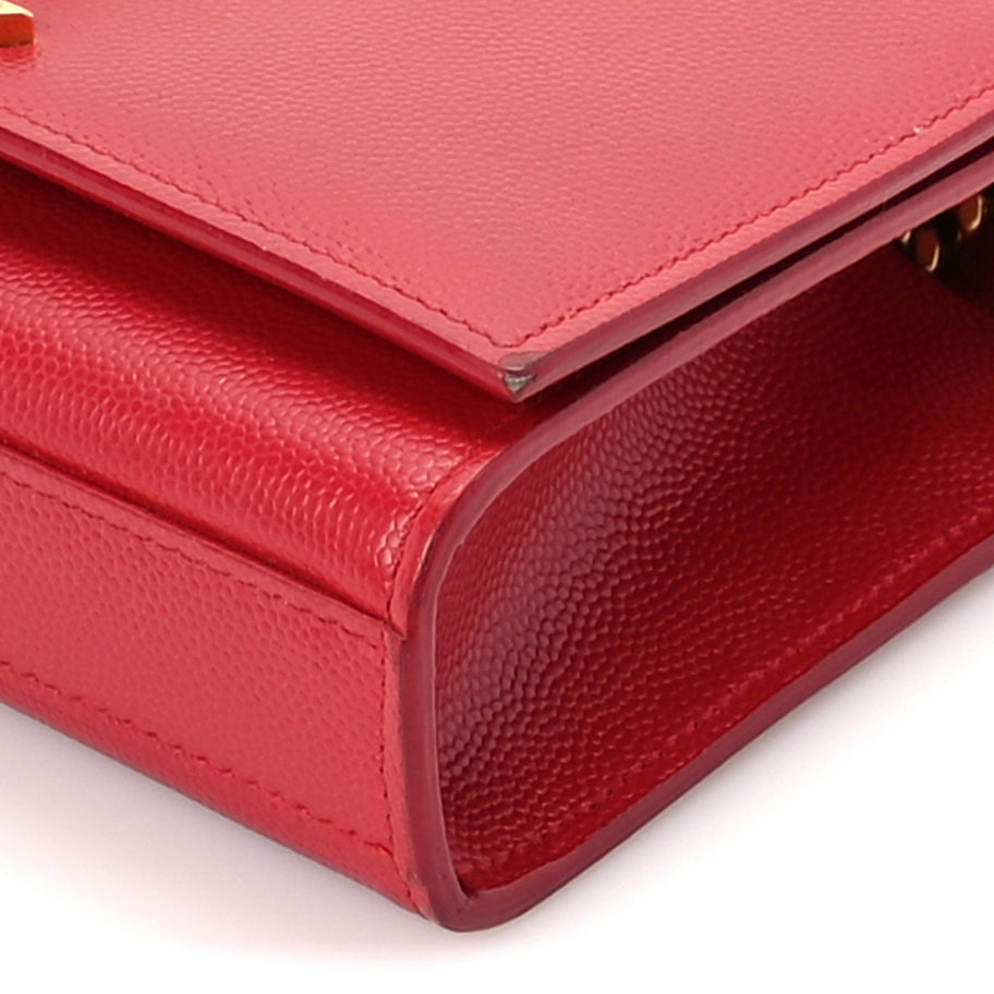 Saint Laurent Grain De Poudre Small Monogram Kate Satchel  Red Image 7