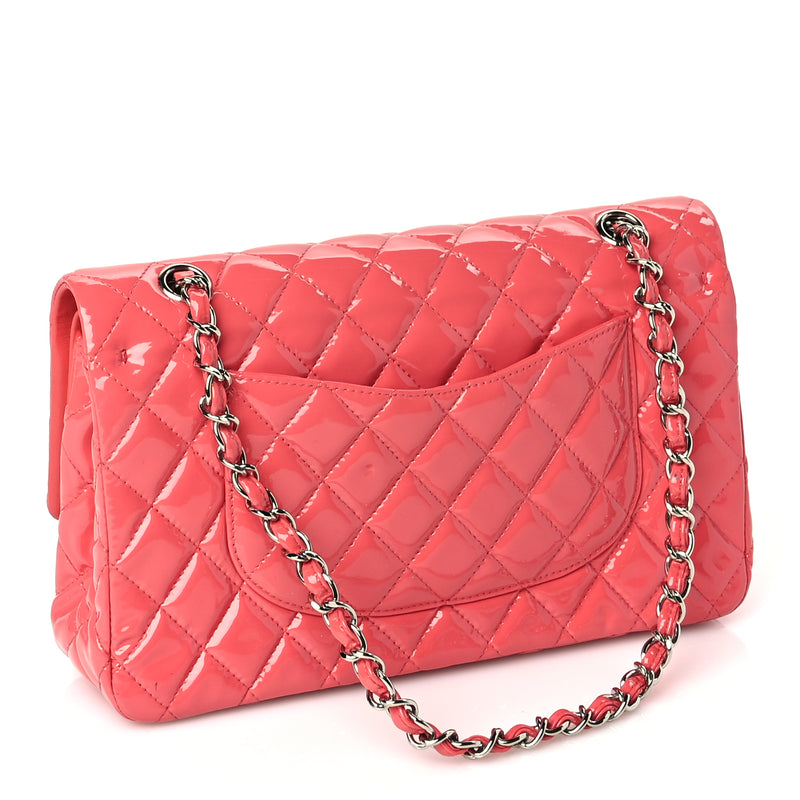  Chanel Patent Quilted Medium Double Flap Dark Pink