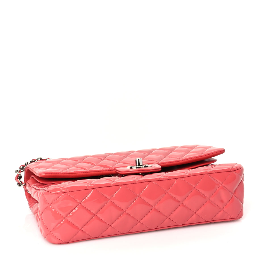 Chanel Patent Quilted Medium Double Flap Dark Pink Image 3