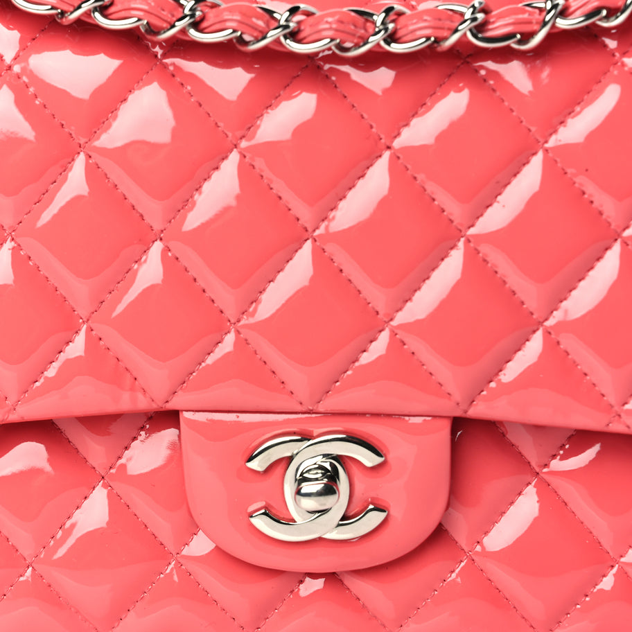 Chanel Patent Quilted Medium Double Flap Dark Pink Image 7