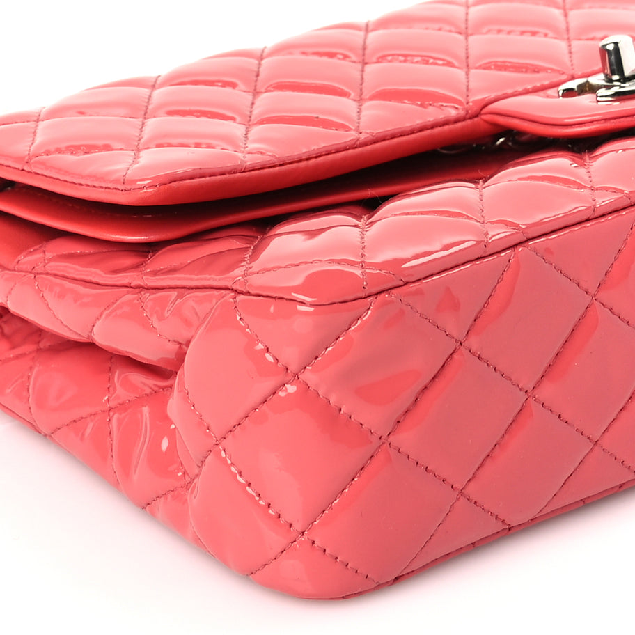 Chanel Patent Quilted Medium Double Flap Dark Pink Image 8