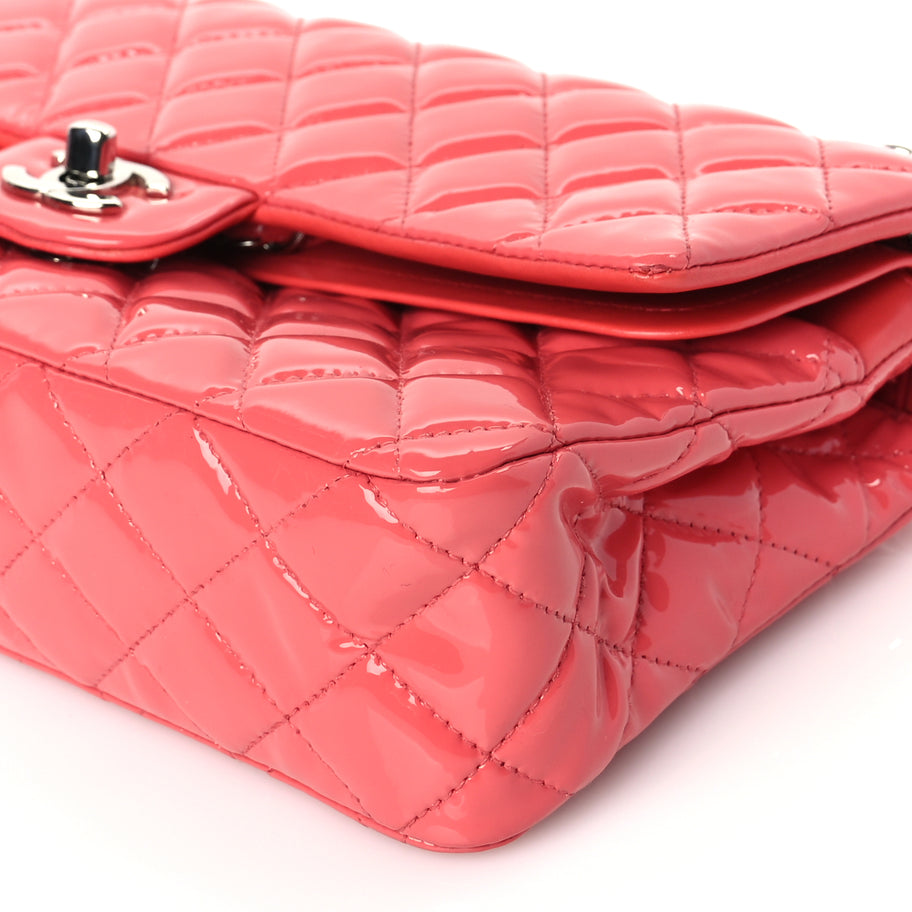 Chanel Patent Quilted Medium Double Flap Dark Pink Image 9