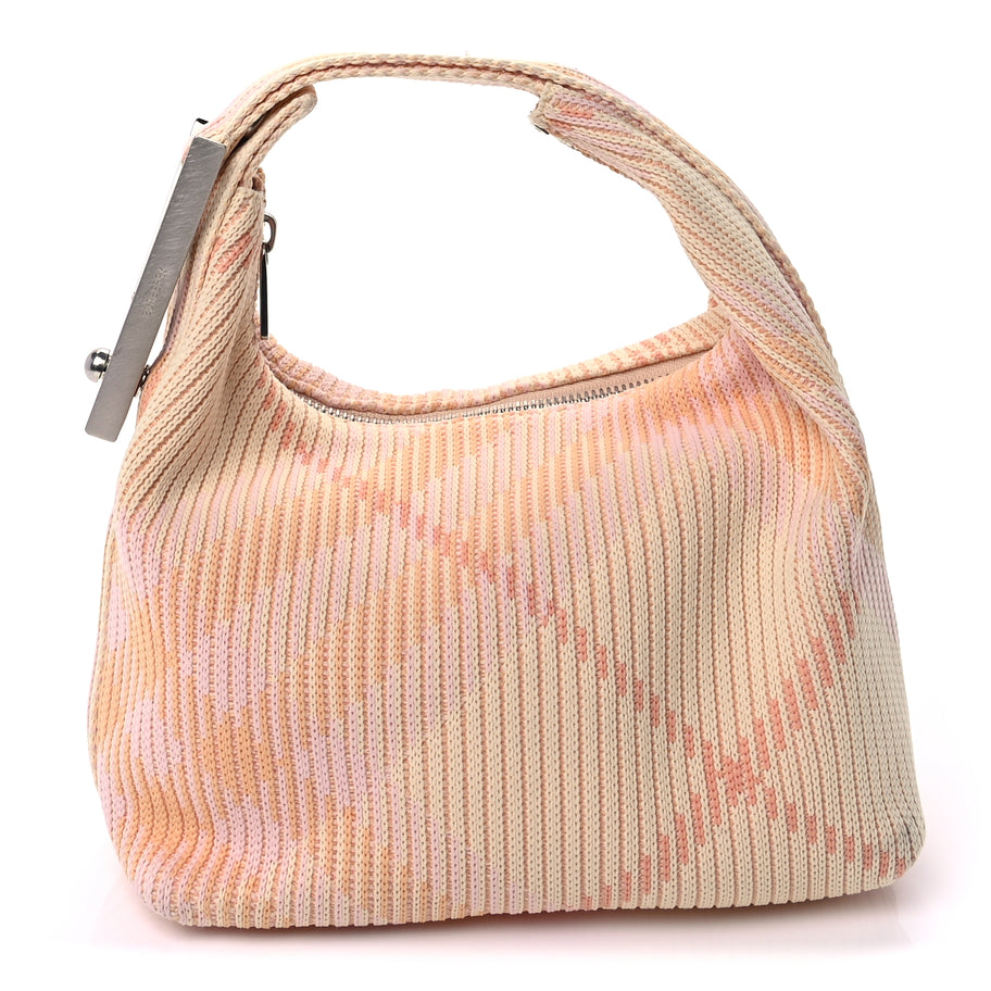 Burberry Canvas Knitted Check Mini Peg Duffle Bag Sherbert Image 1