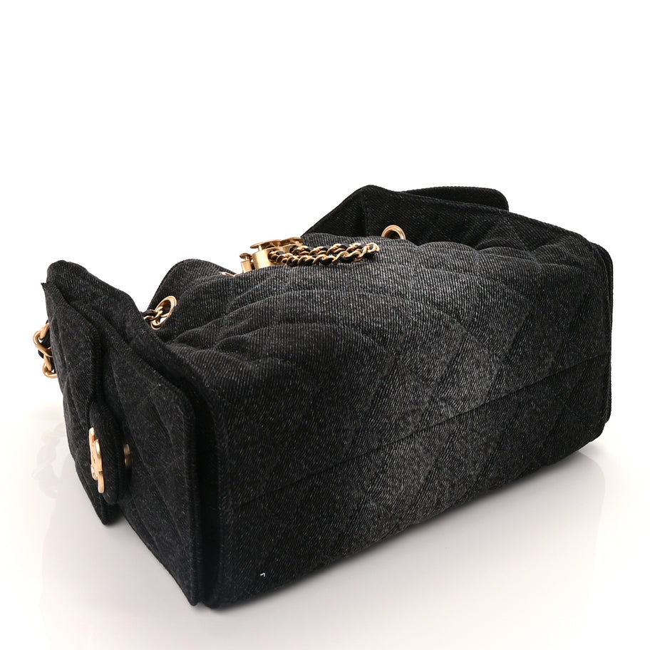 Chanel Washed Denim Quilted Mini Chanel 25 Handbag  Black Image 3