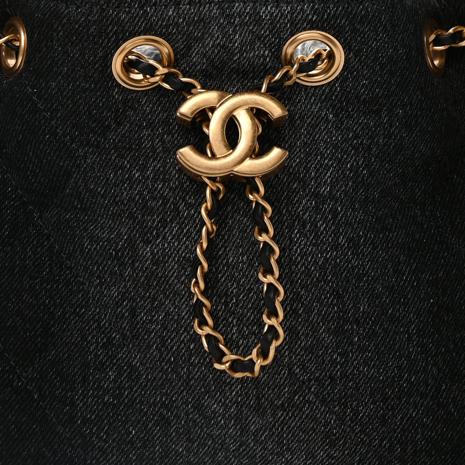 Chanel Washed Denim Quilted Mini Chanel 25 Handbag  Black Image 6