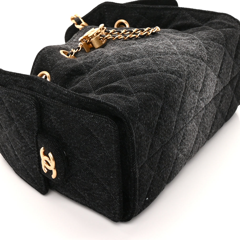 Chanel Washed Denim Quilted Mini Chanel 25 Handbag  Black Image 7
