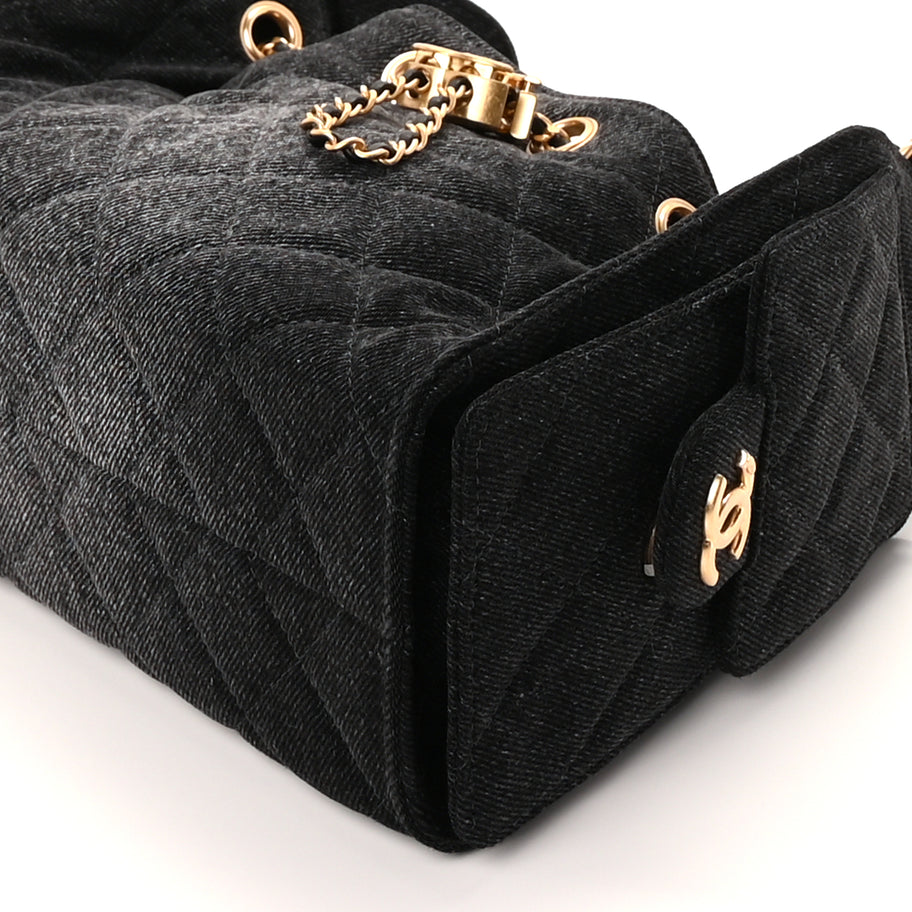 Chanel Washed Denim Quilted Mini Chanel 25 Handbag  Black Image 8