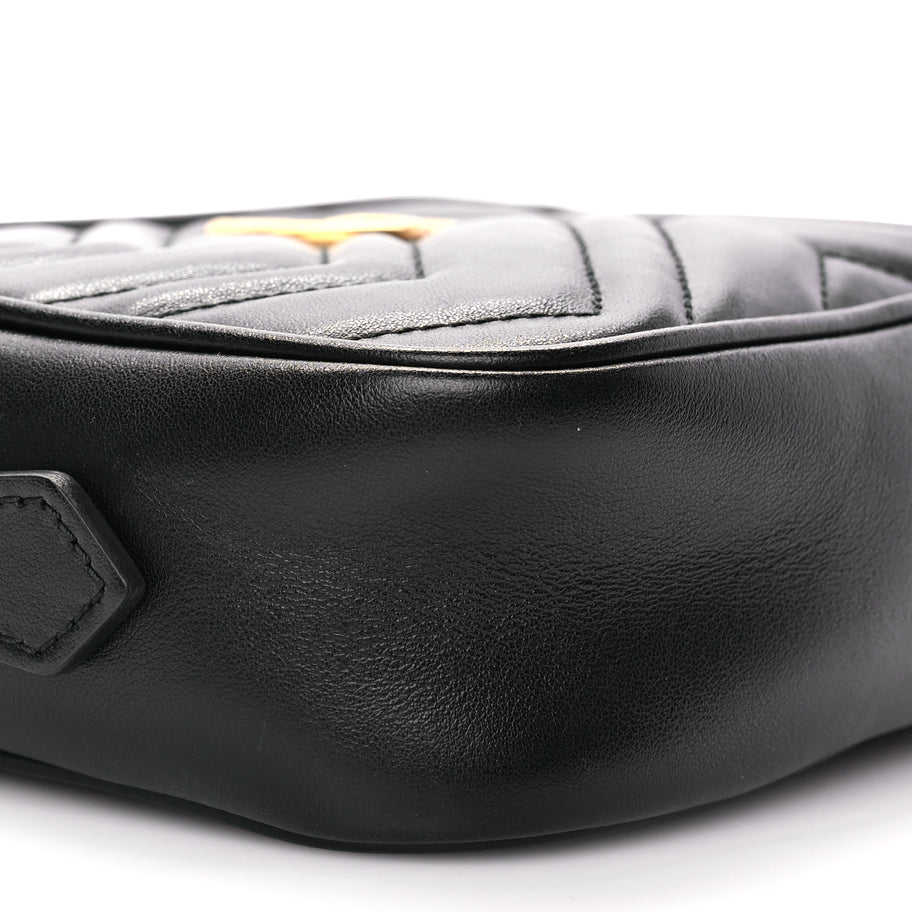 Gucci Calfskin Matelasse Mini GG Marmont Chain Shoulder Bag Black Image 6