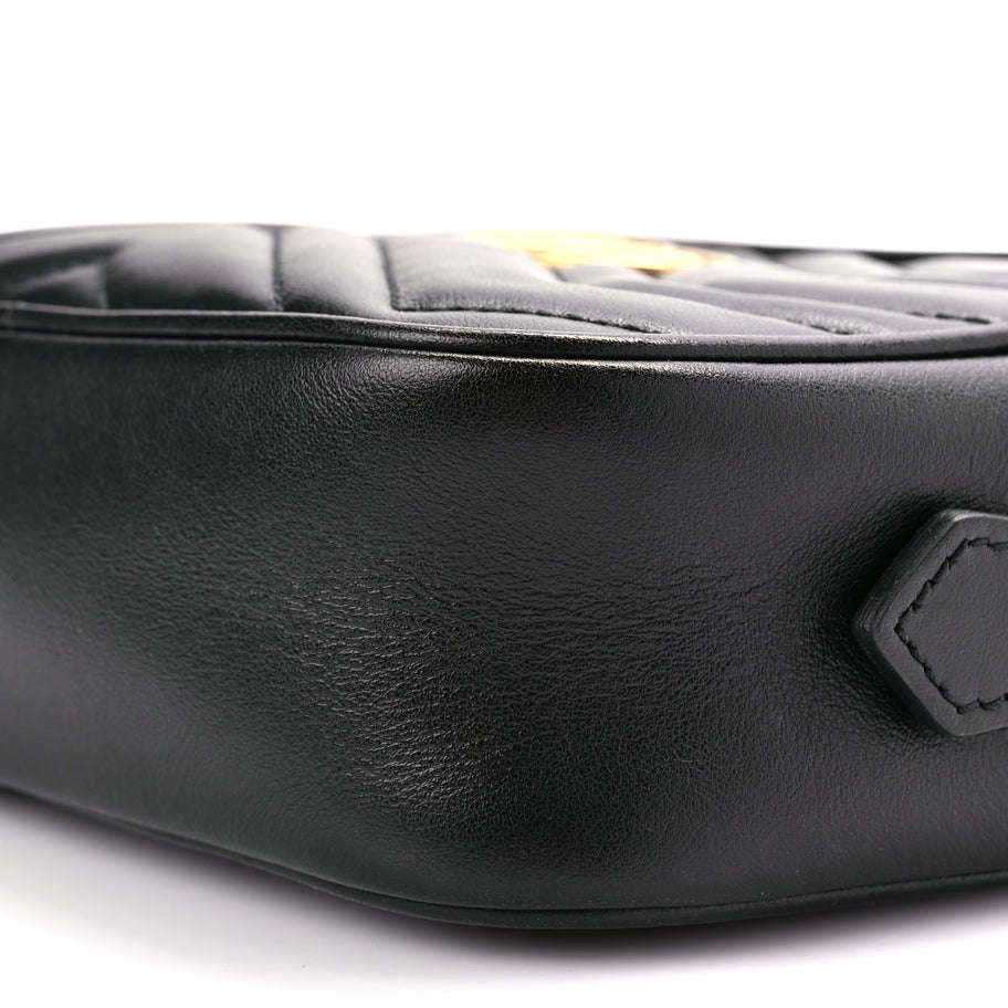 Gucci Calfskin Matelasse Mini GG Marmont Chain Shoulder Bag Black Image 7