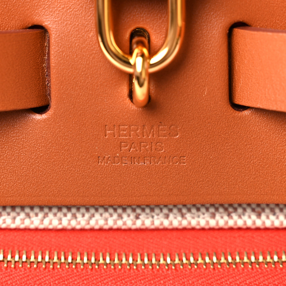 Hermes Toile H Berline Vache Hunter Herbag Zip 31 PM Capucine Fauve Image 6