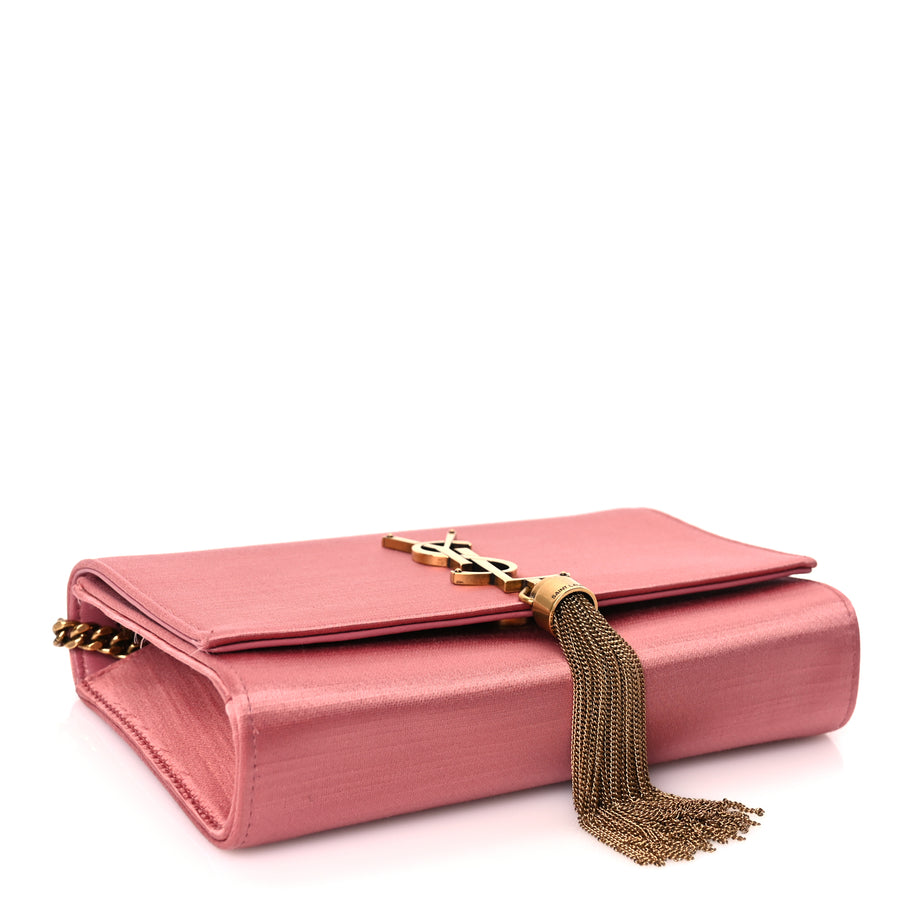 Saint Laurent Satin Small Classic Monogram Kate Tassel Satchel Coral Rose Image 3