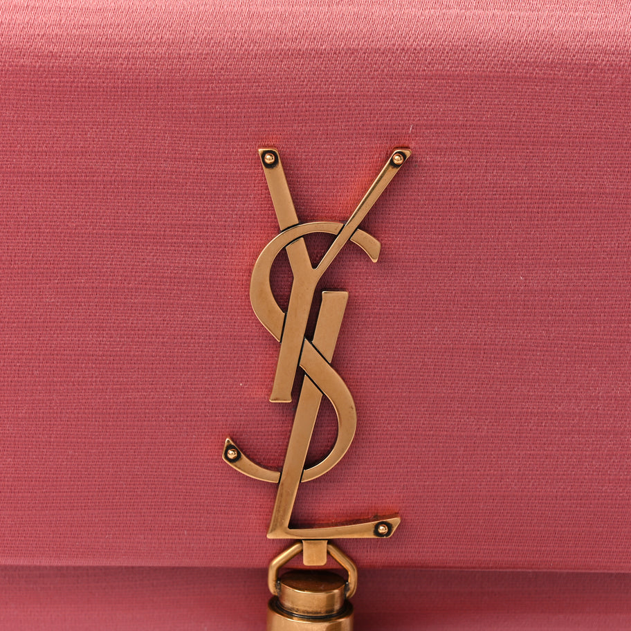 Saint Laurent Satin Small Classic Monogram Kate Tassel Satchel Coral Rose Image 6