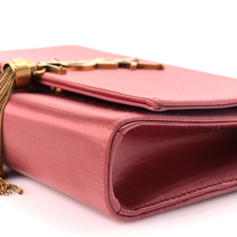 Saint Laurent Satin Small Classic Monogram Kate Tassel Satchel Coral Rose Image 8