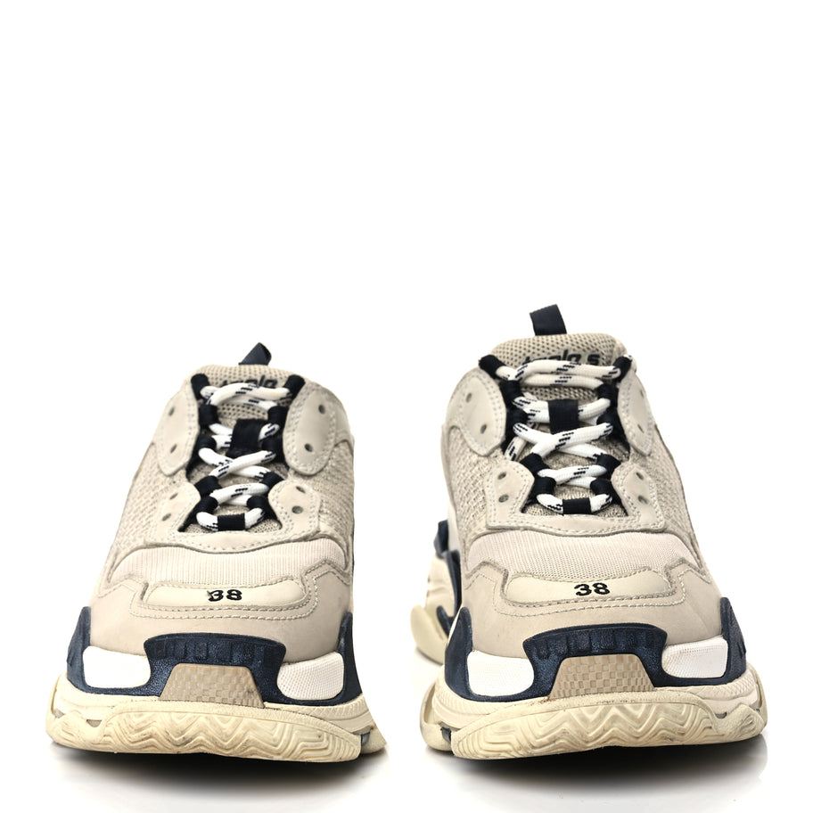 Balenciaga Fabric Mesh Womens Triple S Sneakers 38 Beige Black Image 3