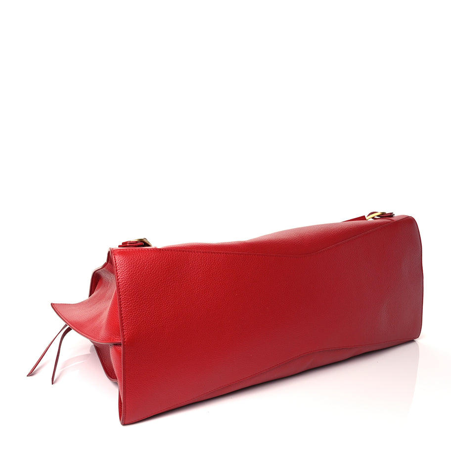 Balenciaga Grained Calfskin Neo Classic Gold Hardware Large Top Handle Bag Medium Red Image 3