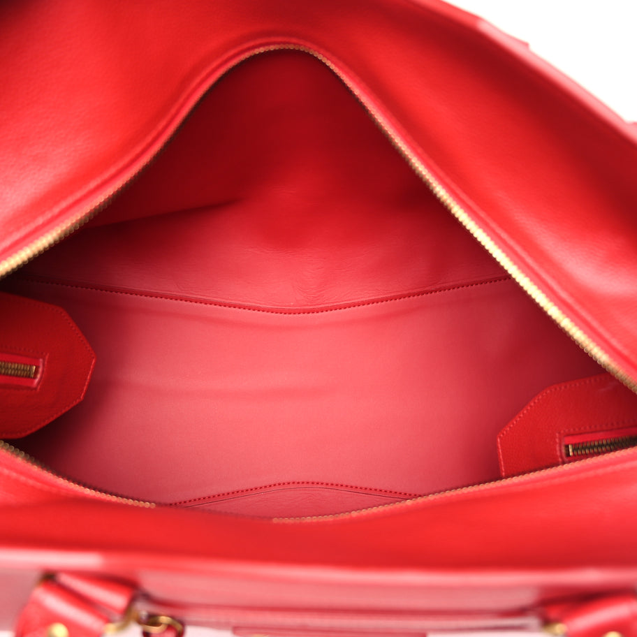 Balenciaga Grained Calfskin Neo Classic Gold Hardware Large Top Handle Bag Medium Red Image 4