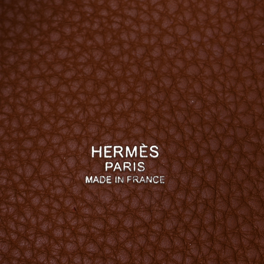 Hermes Taurillon Clemence Casaque Picotin Lock 18 PM  Gold Rouge De Coeur Image 5