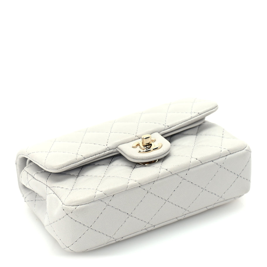 Chanel Lambskin Quilted Mini Flap Bag Charm With Hook  Grey Image 3