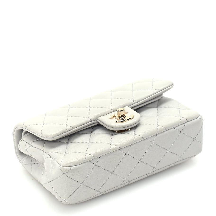 Chanel Lambskin Quilted Mini Flap Bag Charm With Hook  Grey Image 8