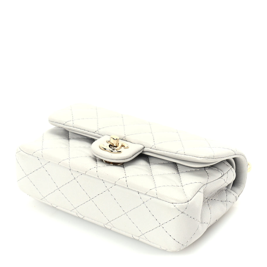 Chanel Lambskin Quilted Mini Flap Bag Charm With Hook  Grey Image 9