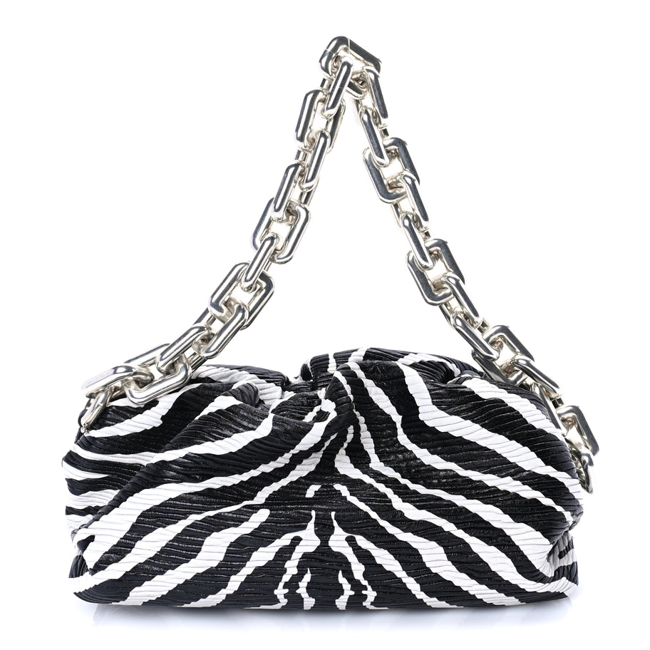 Bottega Veneta Nappa Zebra Print The Pouch Chain  White Black Image 1