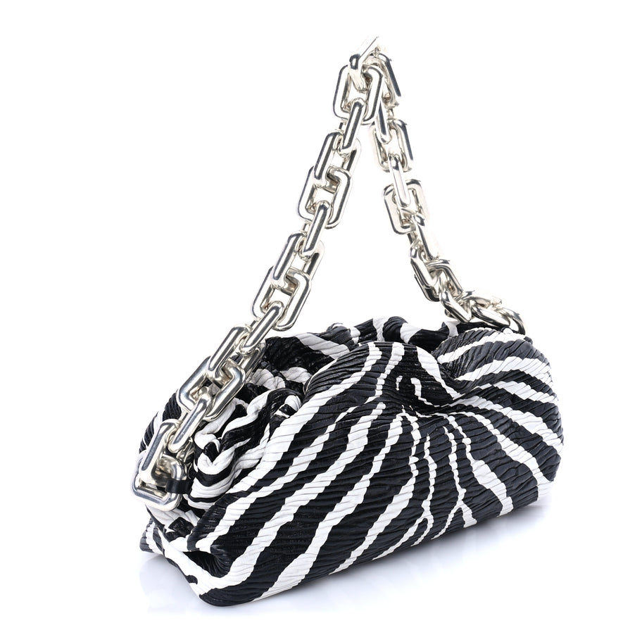 Bottega Veneta Nappa Zebra Print The Pouch Chain  White Black Image 2