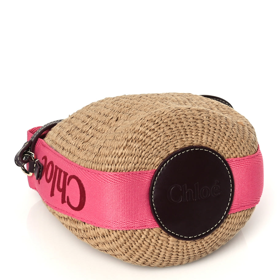 Chloe X MIFUKO Raffia Calfskin Small Woody Basket Pink Red Image 3