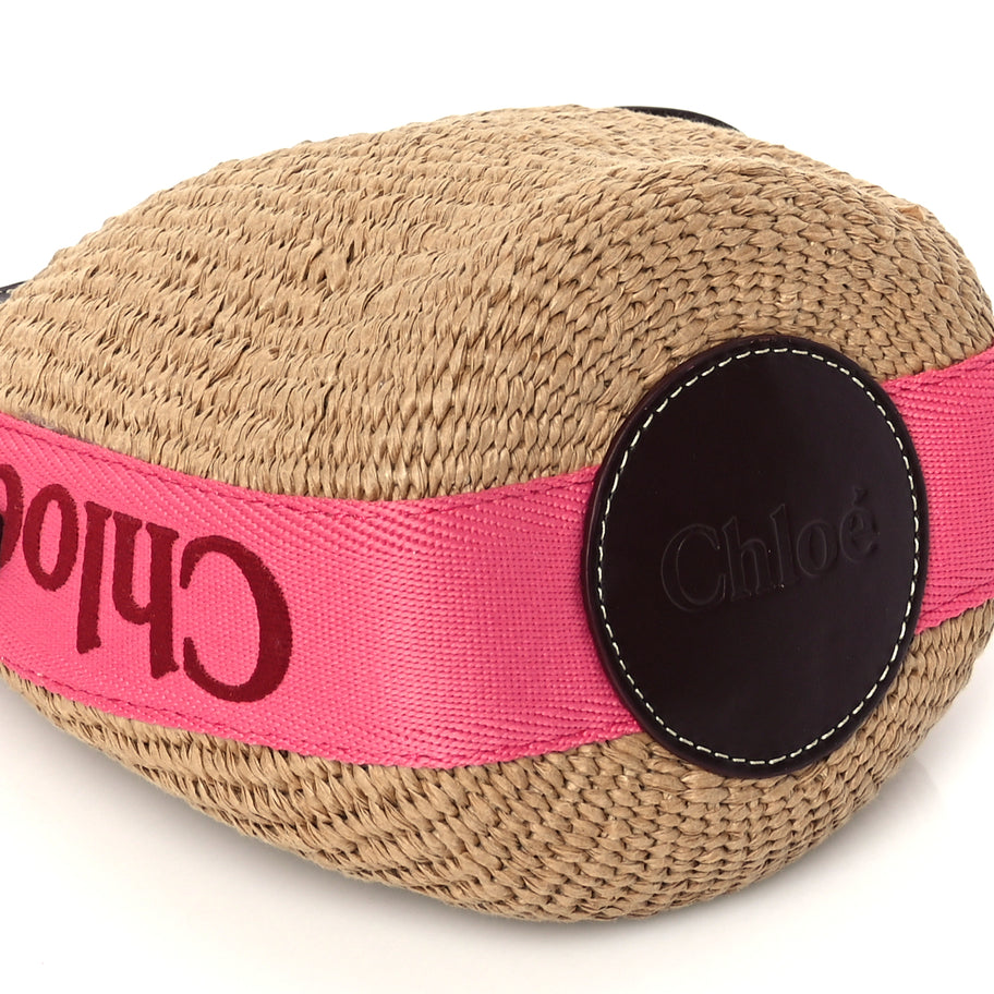 Chloe X MIFUKO Raffia Calfskin Small Woody Basket Pink Red Image 7