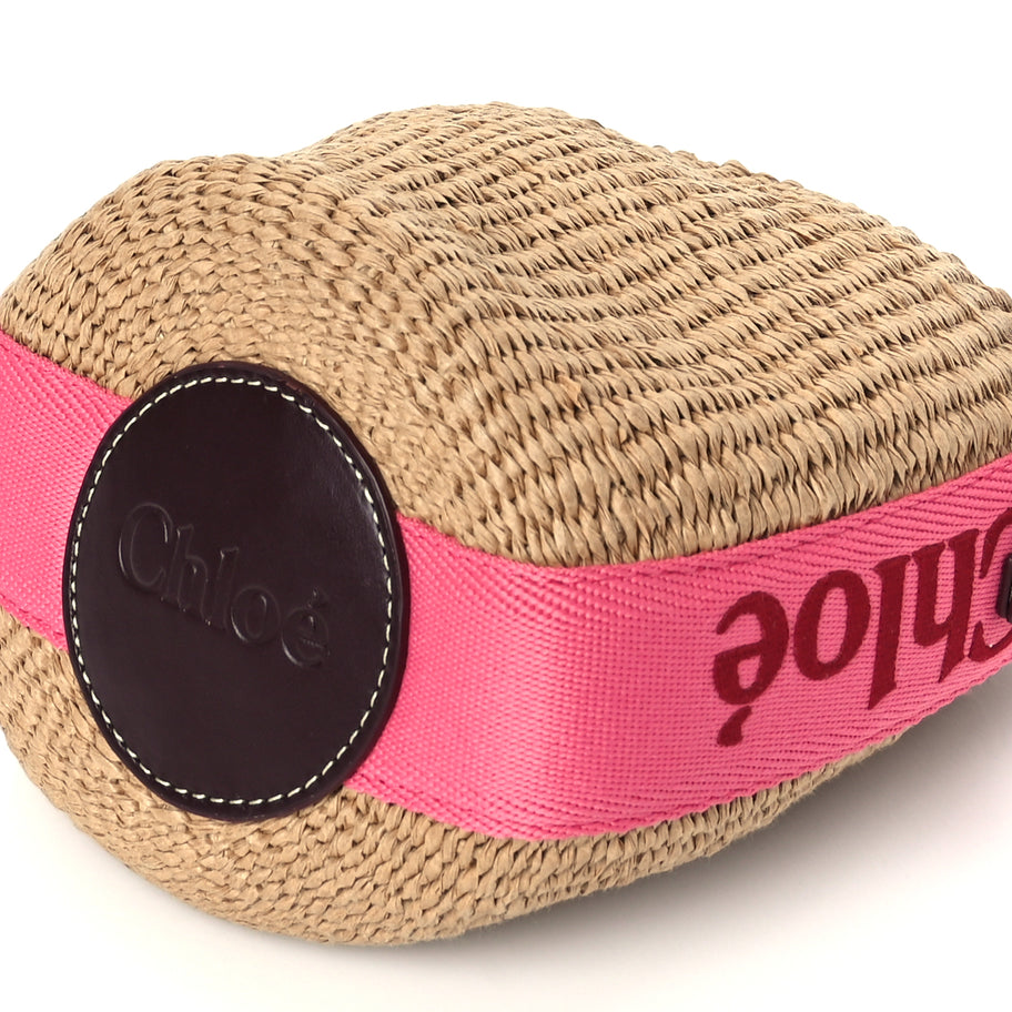 Chloe X MIFUKO Raffia Calfskin Small Woody Basket Pink Red Image 8