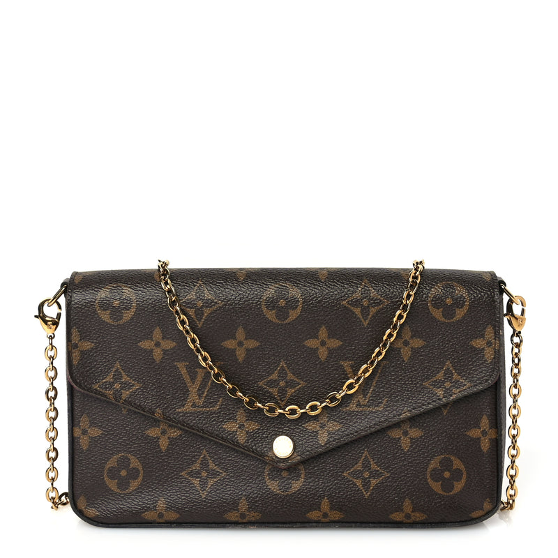  Louis Vuitton Monogram Pochette Felicie Chain Wallet Fuchsia