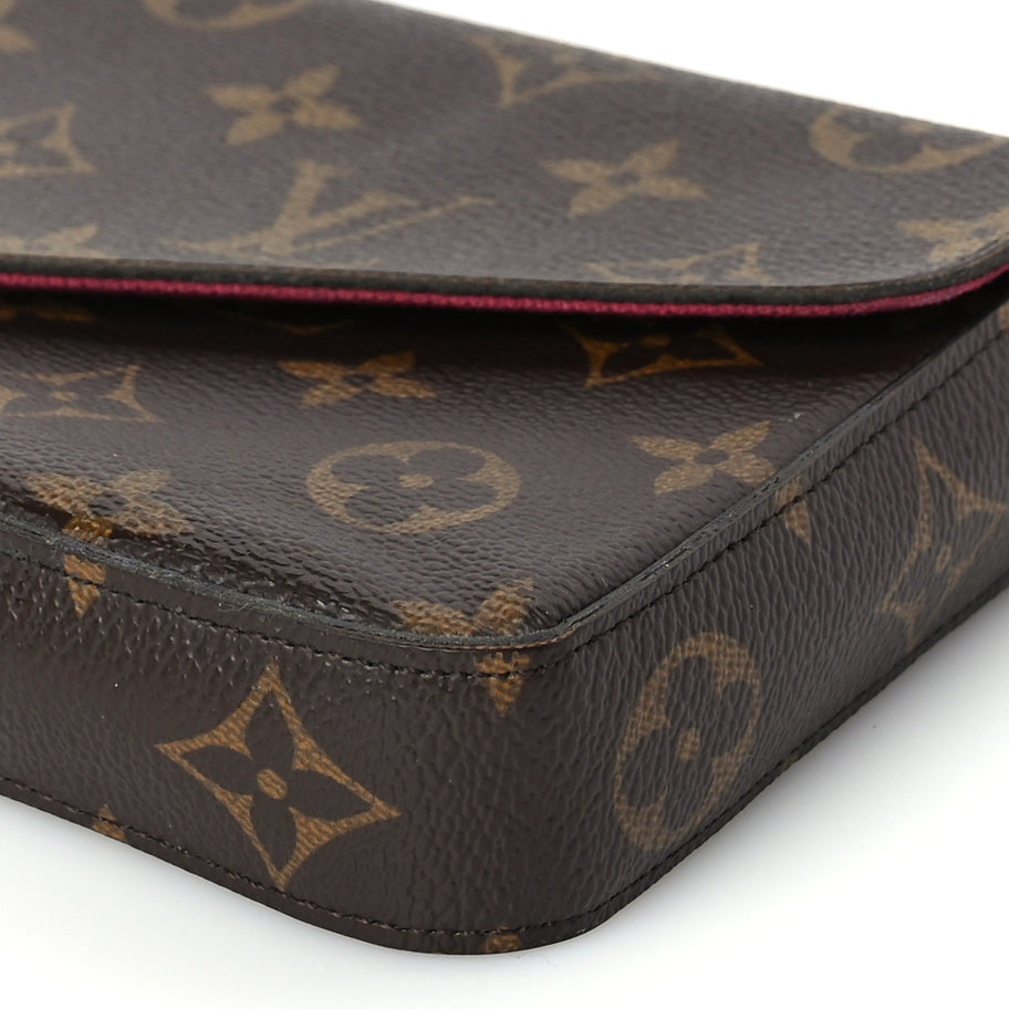 Louis Vuitton Monogram Pochette Felicie Chain Wallet Fuchsia Image 9