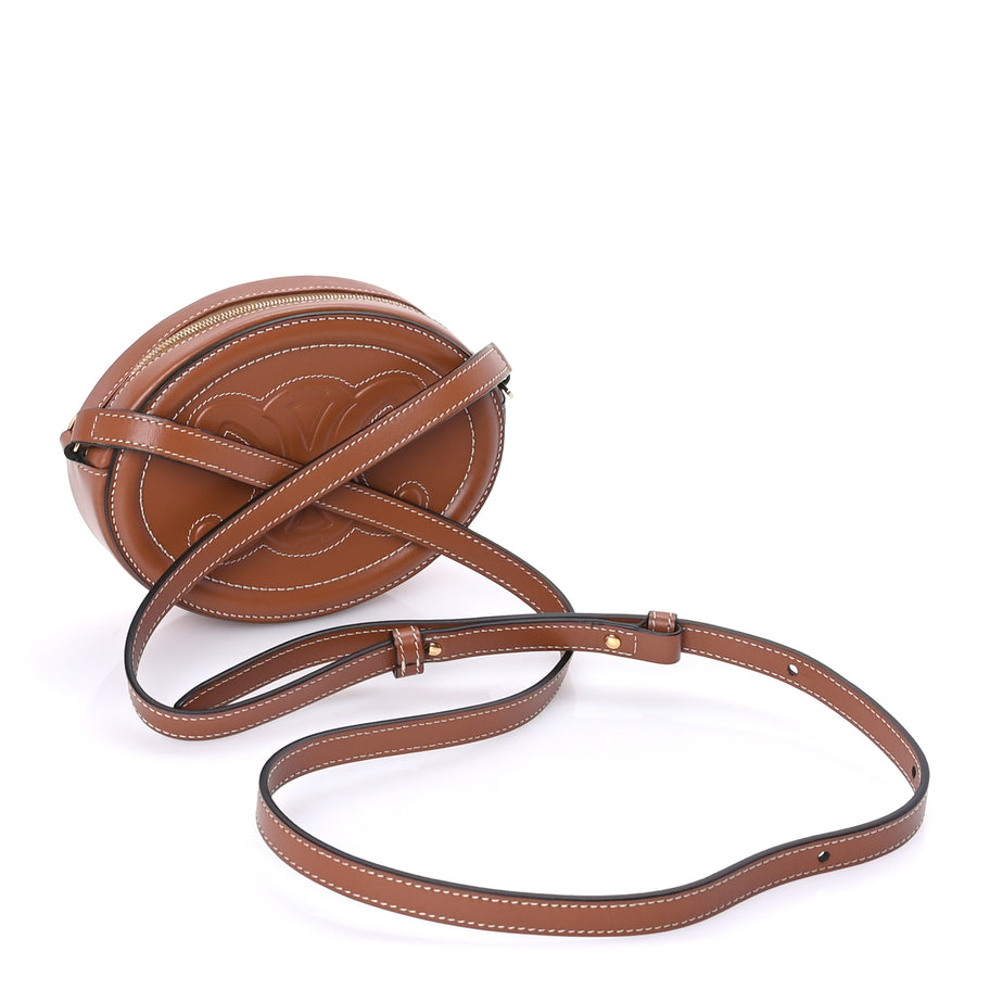 Celine Smooth Calfskin Cuir Small Triomphe Oval Crossbody Purse Tan Image 2