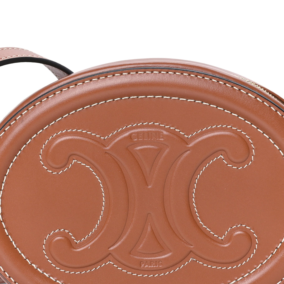 Celine Smooth Calfskin Cuir Small Triomphe Oval Crossbody Purse Tan Image 6