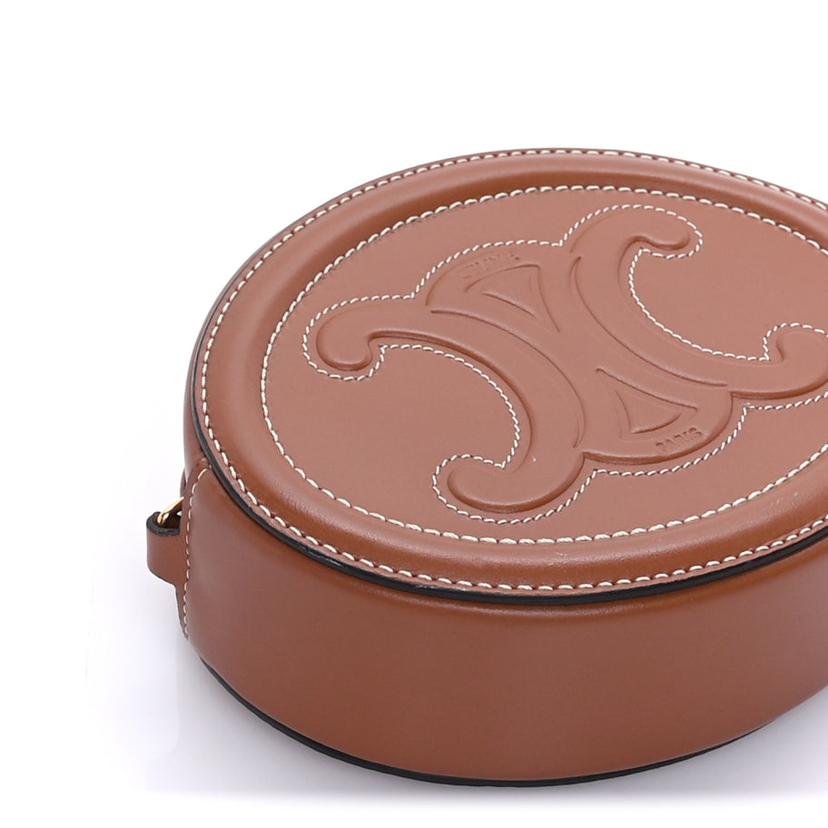 Celine Smooth Calfskin Cuir Small Triomphe Oval Crossbody Purse Tan Image 7