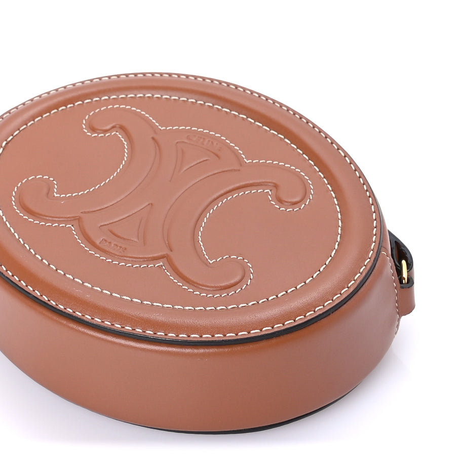 Celine Smooth Calfskin Cuir Small Triomphe Oval Crossbody Purse Tan Image 8