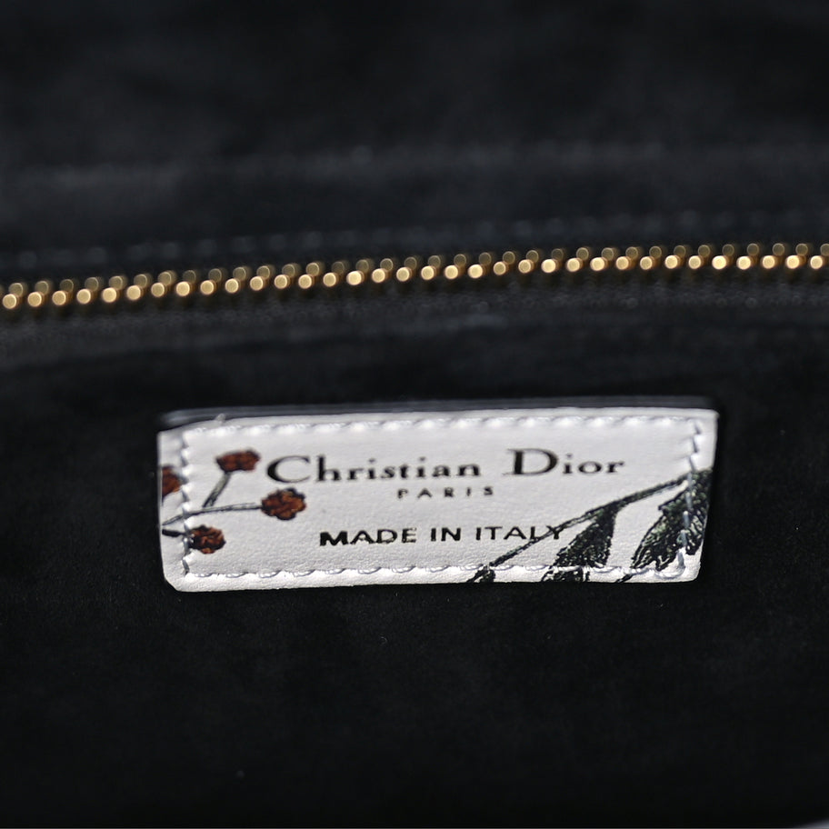 Christian Dior Calfskin Rosa Mutabilis Embroidered Medium Lady Dior  White Multicolor Image 5