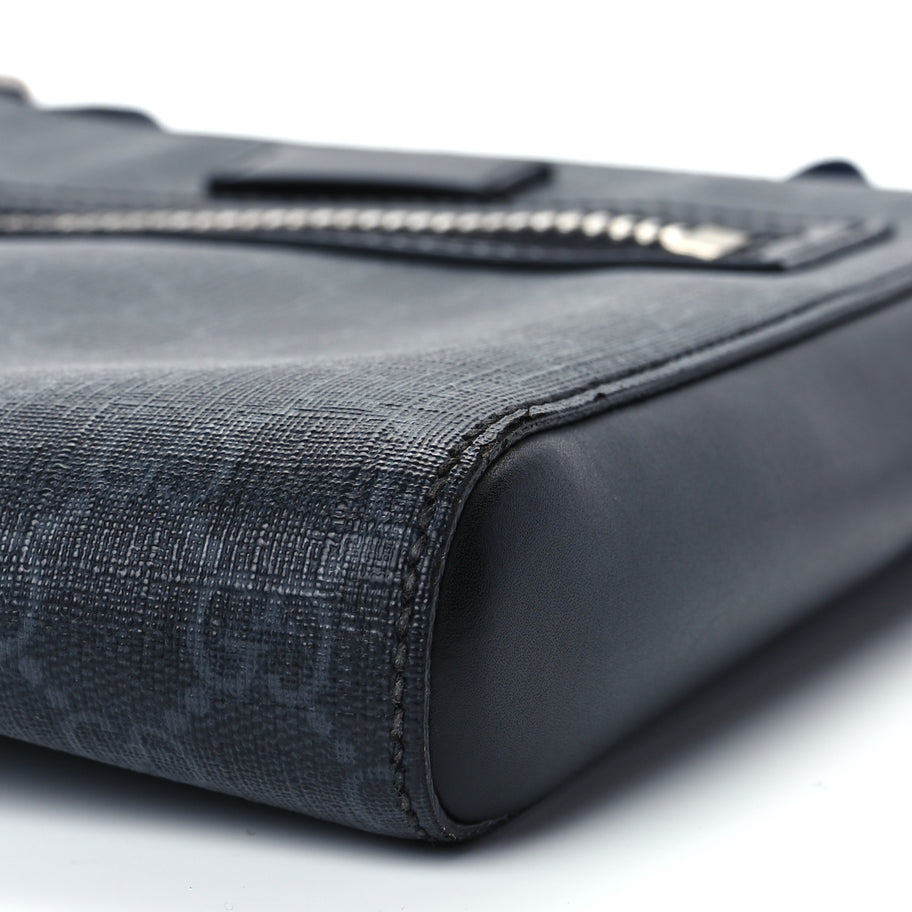 Gucci GG Supreme Monogram Web Small Flat Messenger Bag Black Grey Image 9