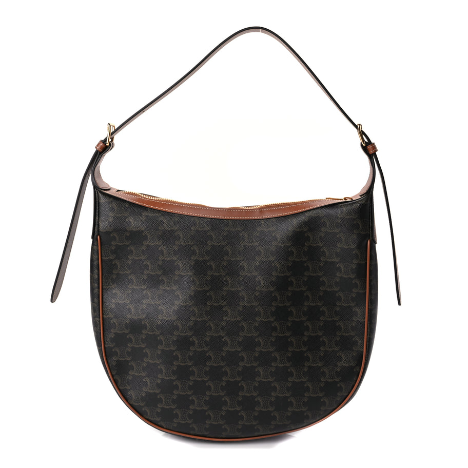 Celine Calfskin Triomphe Canvas Heloise Shoulder Bag Tan Image 2