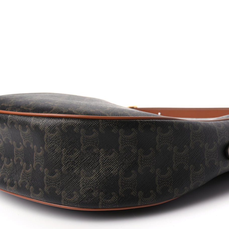 Celine Calfskin Triomphe Canvas Heloise Shoulder Bag Tan Image 9