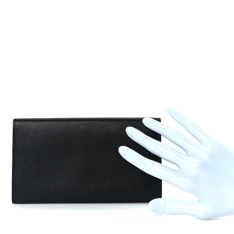  Hermes Epsom Citizen Twill Long Wallet  Black
