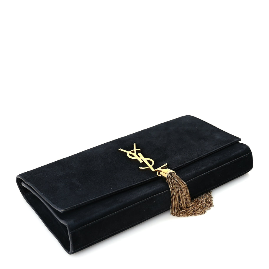 Saint Laurent Velvet Classic Monogram Cassandre Tassel Clutch Image 4
