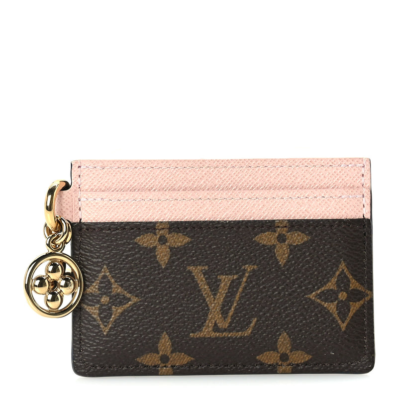  Louis Vuitton Monogram LV Charms Card Holder Rose Ballerine