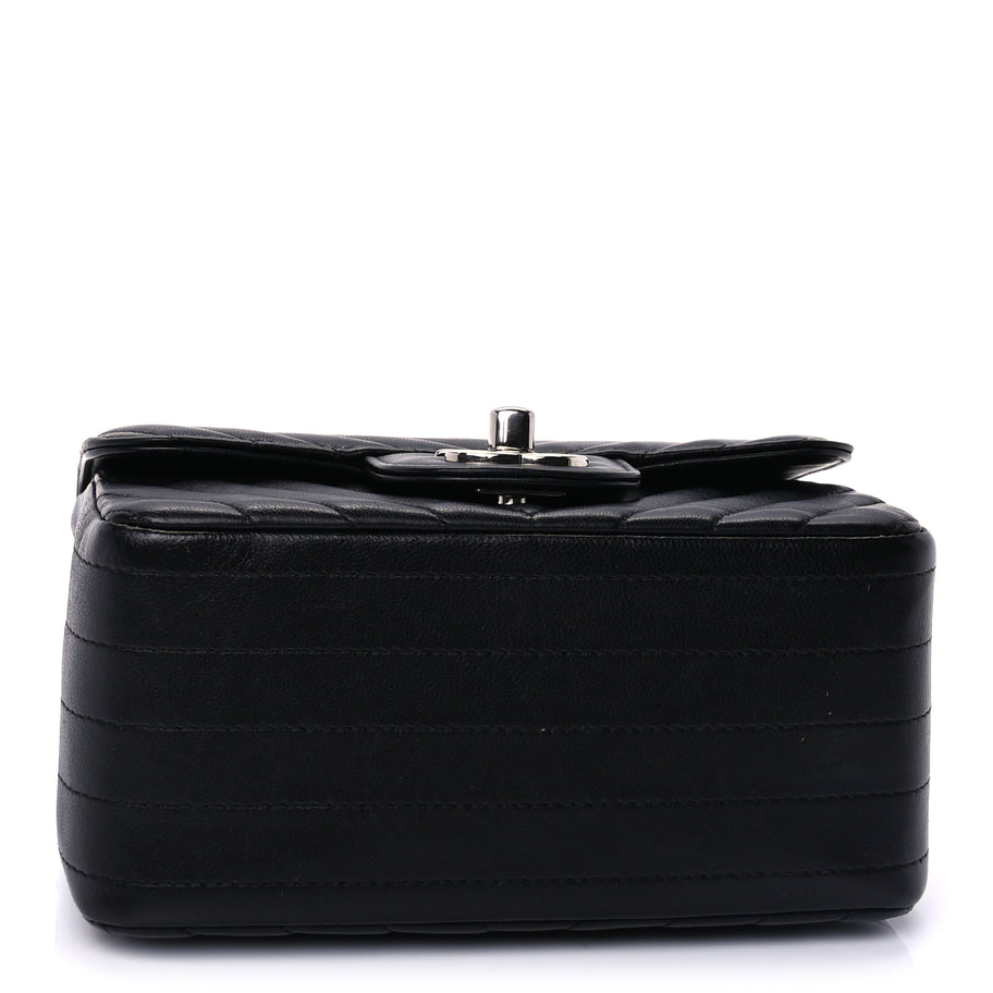 Chanel Lambskin Chevron Quilted Mini Square Flap  Black Image 3