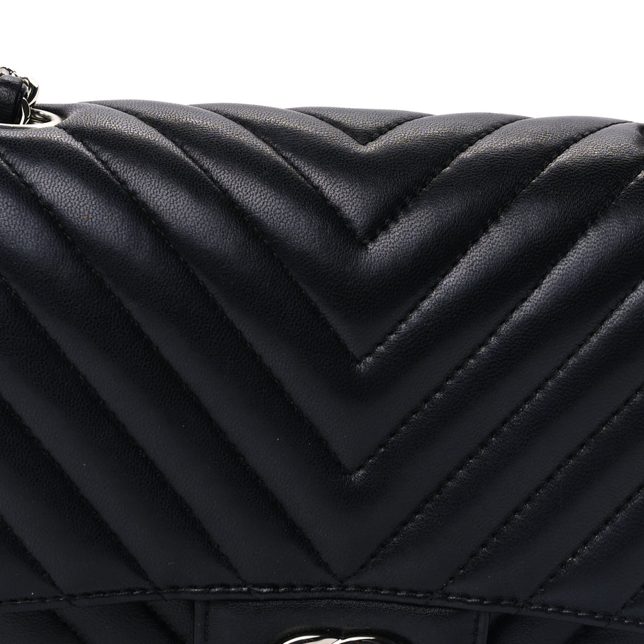 Chanel Lambskin Chevron Quilted Mini Square Flap  Black Image 6
