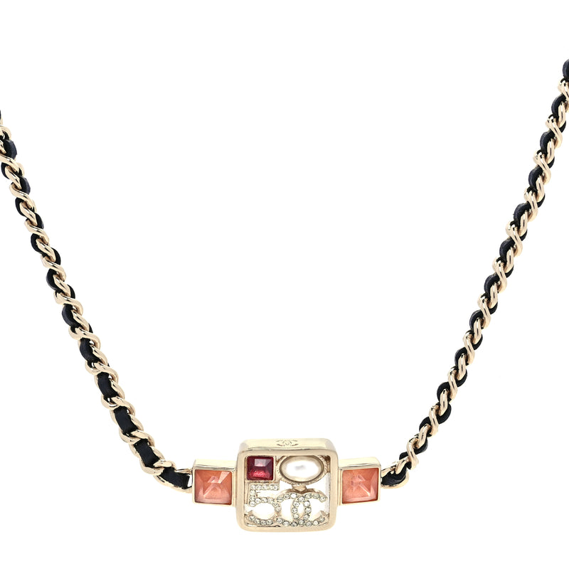  Chanel Calfskin Pearl Gripoix Chocker Necklace  Gold Multicolour