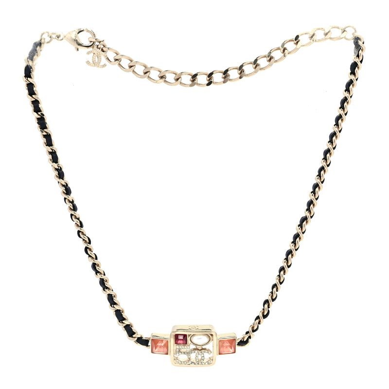  Chanel Calfskin Pearl Gripoix Chocker Necklace  Gold Multicolour