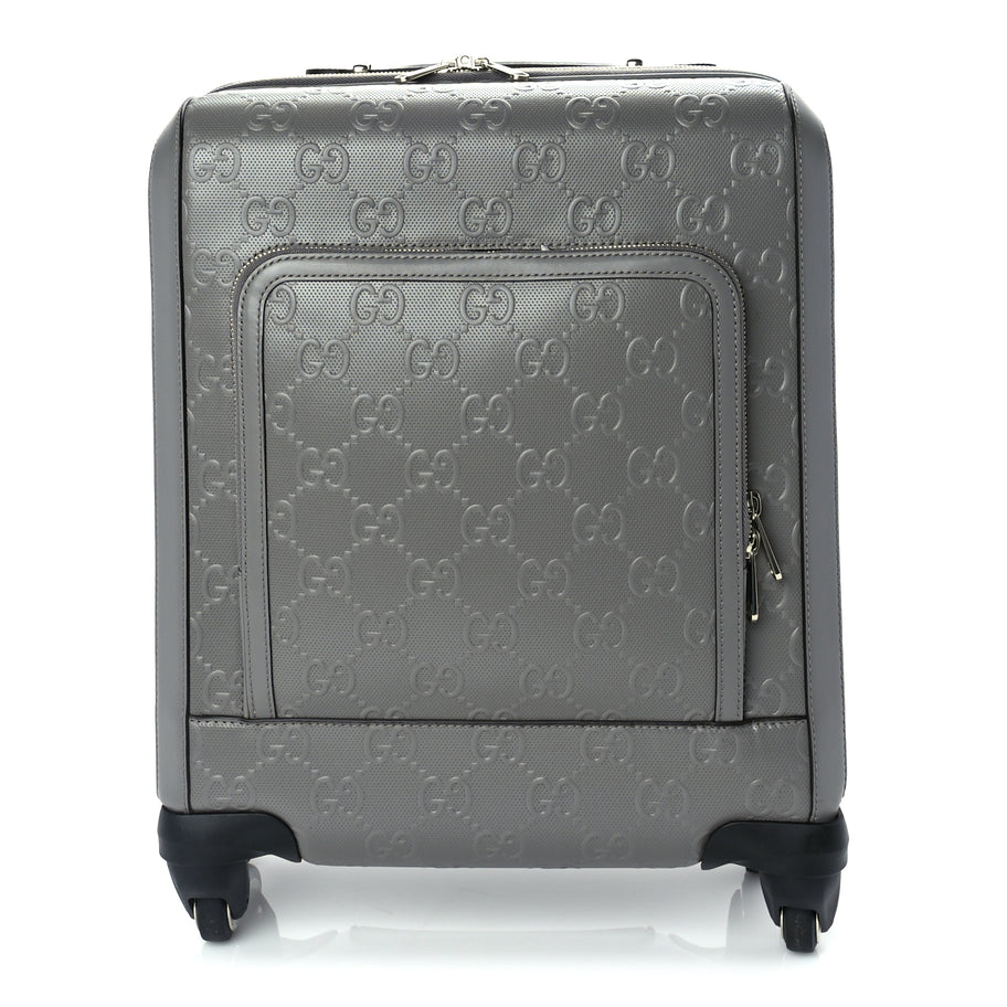 Gucci Monogram Jumbo GG Textured Dollar Calfskin Small Carry On Trolley Grey Image 1